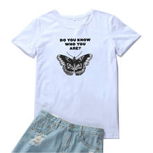 Do You Know Who You Are Tee Shirt Femme Black Butterfly Pattern Women T Shirt Cute Graphic Tee Women Loose Tops T-shirts Women 2024 - buy cheap