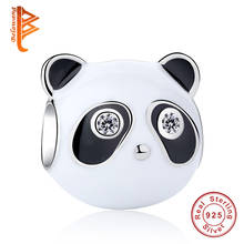 Cuentas de Panda de dibujos animados para mujer, 100% abalorios de Plata de Ley 925 con esmalte blanco y negro, compatibles con Pulsera Original, regalo de fiesta, venta al por mayor 2024 - compra barato