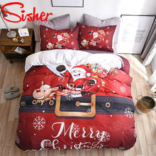 Merry Christmas Kid Duvet Cover Set Cartoon King Size Santa Claus Printed Bedding Sets Twin Dull Queen Bedclothes (No Sheet) 2024 - buy cheap