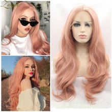 Zoyel-Peluca de cabello sintético de 13x4 para mujer, postizo de encaje Natural, de onda larga, color rosa, resistente al calor, para fiesta y Cosplay 2024 - compra barato