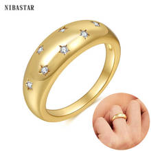 NIBASTAR Women Star Crystal Ring Fashion Cute Gold Color Copper Promise Ring For Female Wedding Jewelry Accessory 2024 - buy cheap