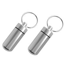 2pcs Aluminum Alloy Waterproof Key Ring Container Pill Storage Box Case Silver 2024 - buy cheap