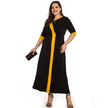 Vestido longo feminino, plus size, para escritório, verão, contraste, multicolorido, elegante, festa, maxi, preto, 2020 2024 - compre barato
