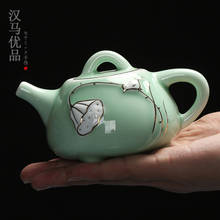 Tetera de porcelana blanca para el hogar, juego de té de porcelana dorada pintada a mano, tetera individual Jingdezhen 2024 - compra barato