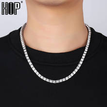 Мужские ожерелья со льдом 1 ряд Стразы колье с кристаллами теннисная цепочка на шею для мужчин хип-хоп ювелирные изделия 2024 - купить недорого