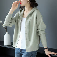 Women 2020 Spring Autumn Casual Hooded Thin Knitted Sweater Female Loose Cropped Cardigans Coat New Ladies Solid Outerwear G131 2024 - buy cheap