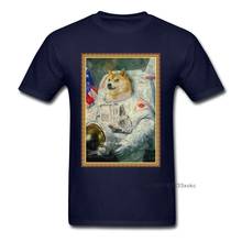 Вечерние мужские футболки с изображением космонавта Doge, хлопковые футболки с коротким рукавом и круглым вырезом на День Благодарения, дизайнерская одежда 2024 - купить недорого