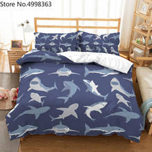 Blue Gray Shark Bedding Set 2/3Pcs Animals Bed Linen Set Sea Life Teens Home Duvet Cover Set Winter Quilt Cover with Pillowcase 2024 - buy cheap