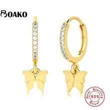 Boako pendiente plata 925 prata borboleta hoop brincos para mulher cristal cz piercing brinco novo design de luxo jóias finas 2024 - compre barato