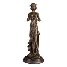 Belos feminino com estátua de flauta longa em bronze escultura de música feminina estatueta de arte para decoração de casa 2024 - compre barato
