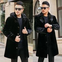 Autumn hooded faux mink fur leather jacket mens winter thicken warm fur leather coat men loose jackets fashion B199 2024 - buy cheap