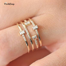 Женское многослойное кольцо 4 в 1 Visisap B2192, кольцо из желтого, розового золота, Ювелирное Украшение для вечеринок, бижутерия на годовщину 2024 - купить недорого