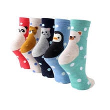 Calcetines de algodón con dibujos animados para mujer, medias divertidas con dibujos de pingüino, oso, cerdo, Tigre, Kawaii, 5 pares 2024 - compra barato