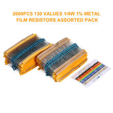 Kkmoon 2600 pçs 130 valores 1/4w 0.25w 1% resistores de filme de metal sortidas pacote kit conjunto lote resistores sortido kit 2024 - compre barato