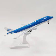 KLM-avión aéreo B747 de 20CM, modelo de aleación, juguete con tren de aterrizaje, colecciones F 2024 - compra barato