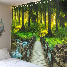 Original forest wooden bridge printing wall hanging 3d digital printing tapestry home decoration 2024 - buy cheap