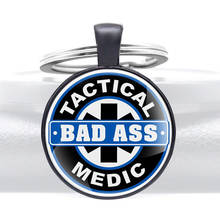 Unique Bad Acc Tactical Medic Design Glass Dome Charm key Chains Men Women Key Ring Jewelry Gifts 2024 - buy cheap