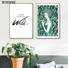 Nordic design moderno menina primavera flor arte decoração imagem qualidade pintura da lona poster sala de estar sofá decoração da parede 2024 - compre barato