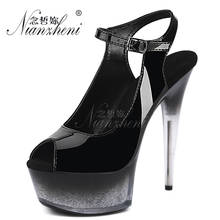 15CM Super Stiletto Stripper Heels Buckle Strap Thick Platform Sandals Women's Party 6 Inch Pole Dance Trend Paint Sexy Fetish 2024 - buy cheap