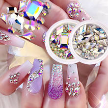 1 Box of Nail Rhinestones AB Color Diamond Crystal Mixed Size Shape Gem Beads Colorful 3D Nail Art Decorations 2024 - buy cheap