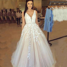 ANGELSBRIDEP A-Line Wedding Dresses Robe de mariee Sexy V-Neck Applique Tulle Floor-Lengt Formal Bridal Gowns Plus Size 2024 - buy cheap