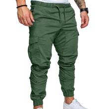 Pantalones Cargo ajustados con cordón en la cintura para hombre, ropa informal, bolsillos, Color sólido, verano, 2020 2024 - compra barato