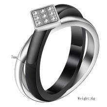 2021 moda jóias feminino cristal de swarovskis titânio cruz de aço preto cerâmica feminino micro-conjunto zircão anel ajuste festa 2024 - compre barato