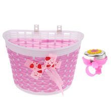 Brinquedo infantil fofo de rosa para bicicleta, cesta dianteira + buzina de alarme para guidão acessórios para bicicleta 2024 - compre barato