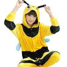 Kigurumi abelha traje crianças pijama adulto animal macacão homens com capuz kegurumi pijamas de flanela 2024 - compre barato