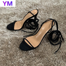 NEW Fashion Cross Strap Summer Women's Sandals PU Ankle Strap Lace-Up Sexy Thin High Heels Sandals 36-42 Sandals for Women 2021 2024 - buy cheap