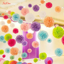 Decoração de festa de aniversário 8zsh em papel tecido pompoms, bolas de pompoms, 10 unidades, festa de casamento, decoração de casa 2024 - compre barato