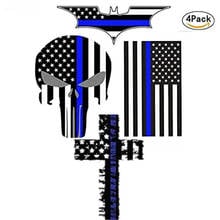 4Pcs/set USA America Flag Blue Line Sticker Punisher Skull Bat Jesus Cross Reflective Personalized Car Stickers and Decals 2024 - buy cheap
