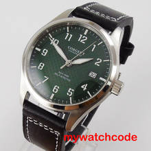 40mm Corgeut green dial date window 316L stainless steel case black leather strap NH35 automatic movement men's watch 2024 - buy cheap