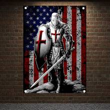 Ancient Military Posters Templar Knight On Horse Banners Retro Print Art Crusader Flags Canvas Painting Wall Hanging Home Decor 2024 - buy cheap