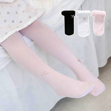 2020 summer new children kids baby girl pantyhose velvet solid color bow white pink baby girls thin dance tights 2024 - buy cheap