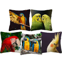 Papagaio pássaros coxim cobre fuwatacchi pintura a óleo decoração de casa lance capa de travesseiro 45x45cm sala estar decoração de casa 2024 - compre barato