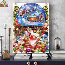 Bola de neve bricolagem 5d pintura de diamante desenhos animados de natal natal bordado mosaico de ponto de cruz decoração de casa presente 2024 - compre barato