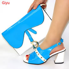doershow New sky blue Italian Shoes With Matching Bags African Women Shoes and Bags Set For Prom Party Summer Sandal  HAD1-11 2024 - buy cheap