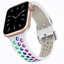 Ремешок силиконовый для Apple Watch Series SE 6 5 3 44 мм 42 мм, спортивный браслет для iWatch band 38 мм 40 мм, Apple watch SE 6 5 4 3 2 2024 - купить недорого