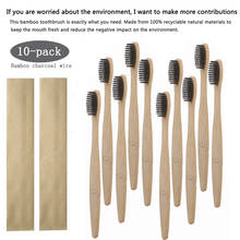Cepillo de dientes de bambú Natural de madera, 10 unids/set/juego, personalizado, cerdas de fibra Capitellum, cuidado bucal ecológico 2024 - compra barato