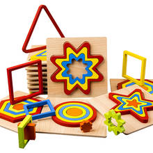 3D Wooden Geometric Shape Jigsaw Puzzle Educational Toy Early Education Learning Montessori Children Cartoon Fight Fun Toy Gift 2024 - buy cheap