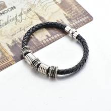 Toucheart pulseiras e braceletes de couro trançado, preto, unissex, com fecho magnético, sbr190183 2024 - compre barato