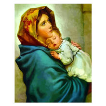 Мадонна держит Иисуса Марии 5d украшение для дома Алмазная картина полная дрель квадратная круглая Алмазная вышивка крестиком искусство 2024 - купить недорого