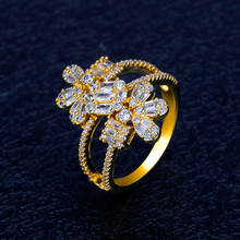 Невесты говорить Модные женские открытые кольца полный кубический циркон с украшением в виде кристаллов Роскошные ювелирных изделий в Дубае Свадебная вечеринка украшения регулируемое кольцо высокого качества 2024 - купить недорого