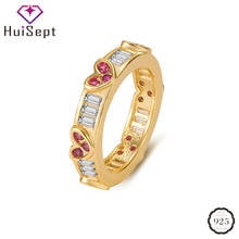 HuiSept Fashion Charm Rings 925 Silver Jewelry Heart-shaped Zircon Gemstones Ring Accessories for Women Wedding Engagement Gift 2024 - buy cheap