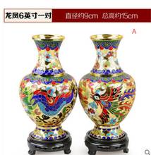 New Cloisonne ornaments copper tire filigree dragon and phoenix vase Beijing characteristic crafts 2024 - buy cheap