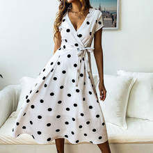 New Summer Dress Women Vintage Casual Polka Dot Print A-Line Party Dresses Sexy V-neck Short Sleeve Long Dresses Fashion Vestido 2024 - buy cheap