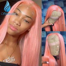 Парик Shumeida розового цвета 13*6*1, бразильские человеческие волосы Remy, длинные прямые, с детскими волосами для черных женщин, предварительно выщипанные 2024 - купить недорого