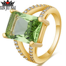 Green Crystal Rectangular Stone Jewelry Rings For Women Rings For Party Anniversary Green Tourmaline, Olivine Engagement Ring 2024 - buy cheap