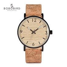 BOBO BIRD Mens Watches Wood Grain Dial Stainless Steel Case Quartz Watch with Soft Cork Bandfor Men as Gift Item 2024 - buy cheap